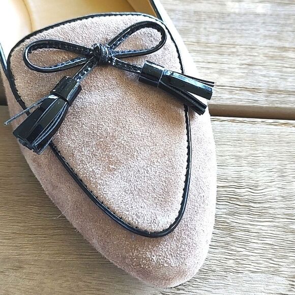 Talbot's Francesca Bow Suede Driving Flats in Fall Taupe - Picture 9 of 10